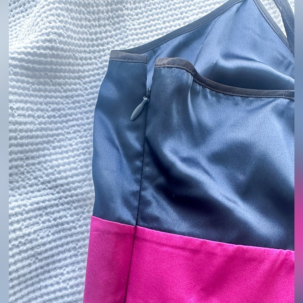 “Kensie Girl”- Satin Slip Dress - Spaghetti Strap- Navy/Pink/Black - Size:Medium - Picture 8 of 15